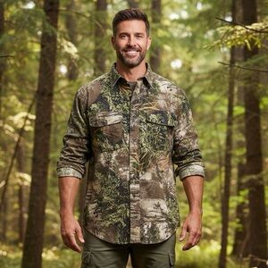 Cabela’s Camo Long Sleeve Button Down Shirt Men’s‎ L Hunting Outdoor Gear